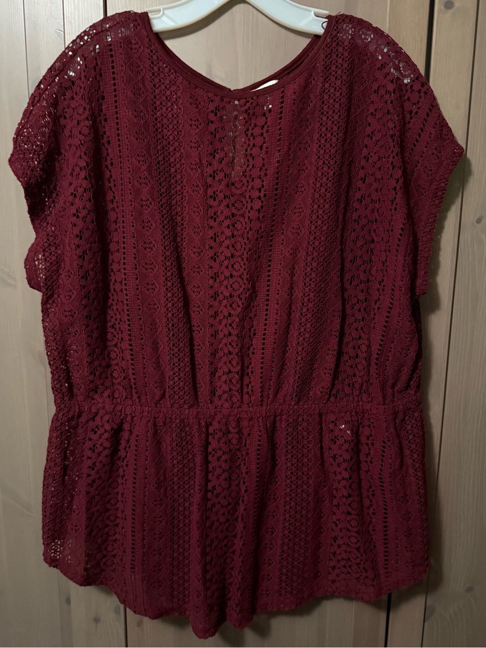 Cato Burgundy Lace Peplum Blouse